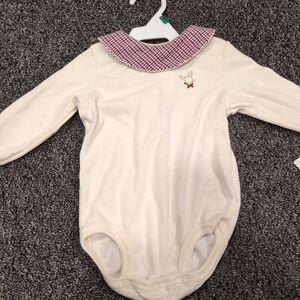Vintage Carter's Bodysuit 3-6 months baby girl  plaid scalloped collar bunny